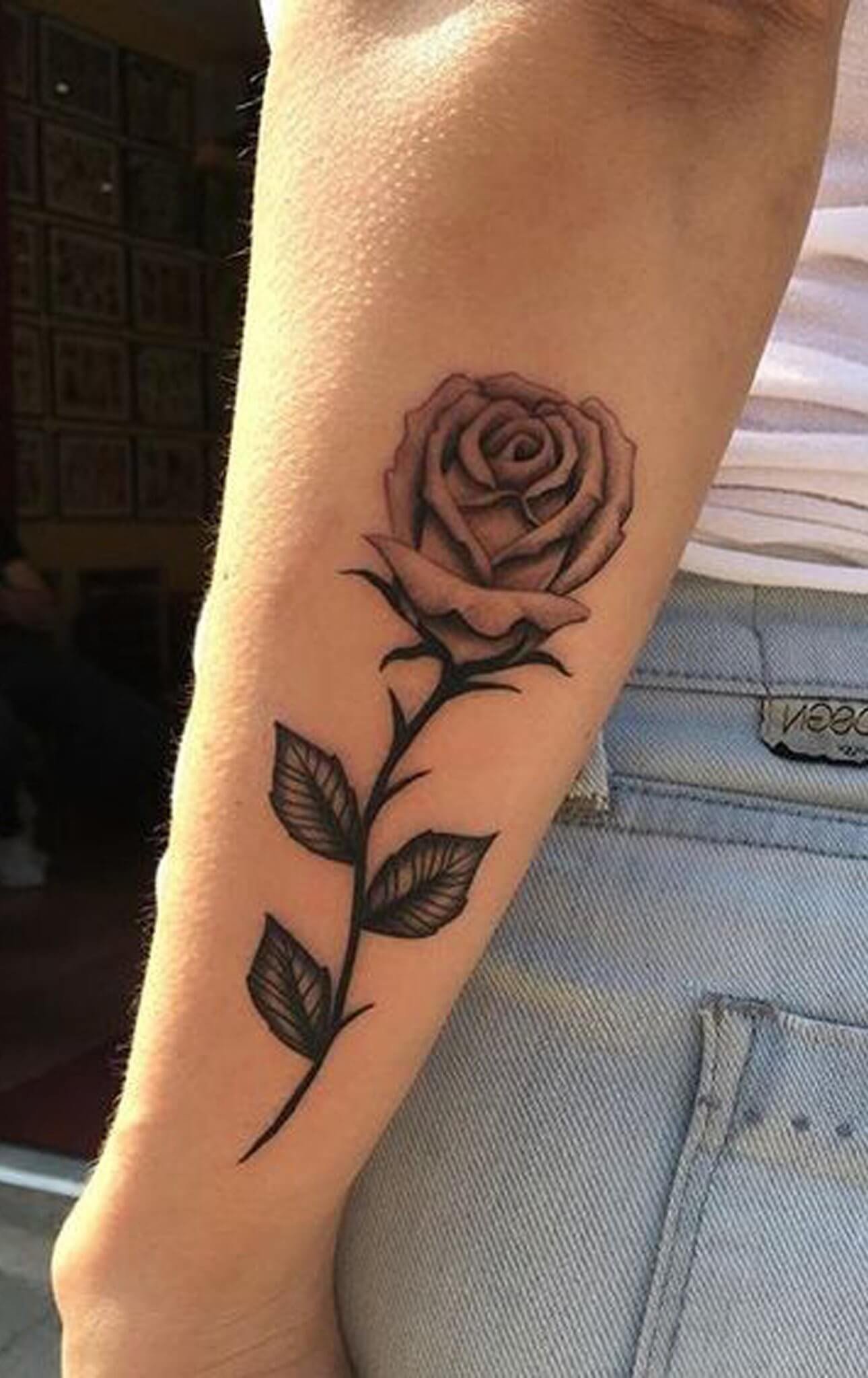 Forearm Rose Tattoos For Men