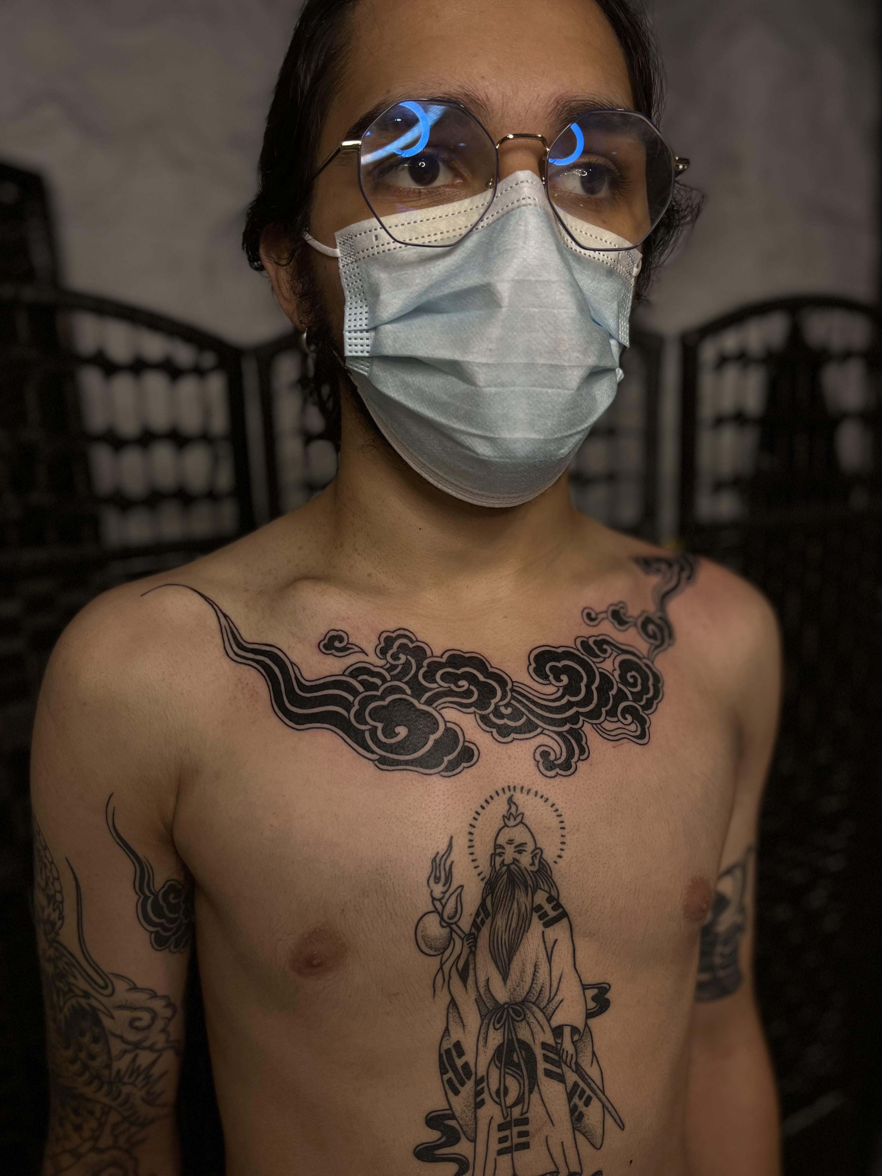 Freehand Cloud Collar Done By Evan Davis Black 13 Tattoo Nashville