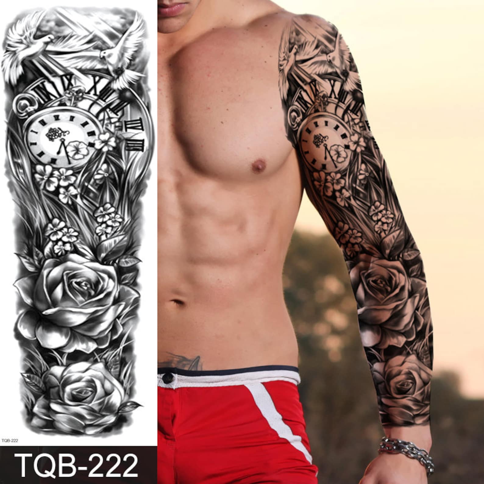 Full Arm Sleeve Realistic Temporary Tattoo Timeless Vibrant Etsy