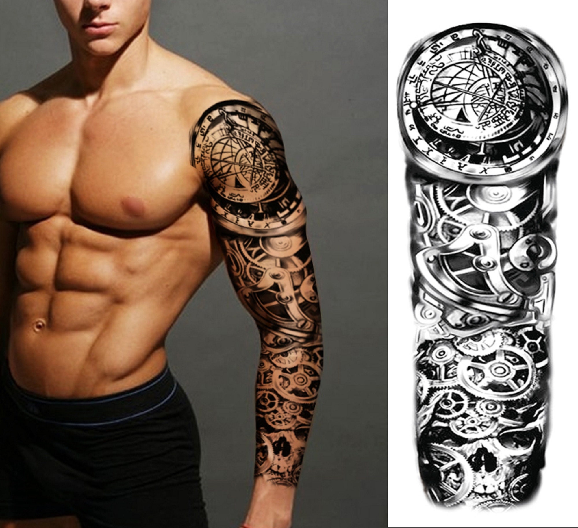 Full Arm Sleeve Temporary Tattoo Biometric Tattoo 3 D Tattoos Etsy