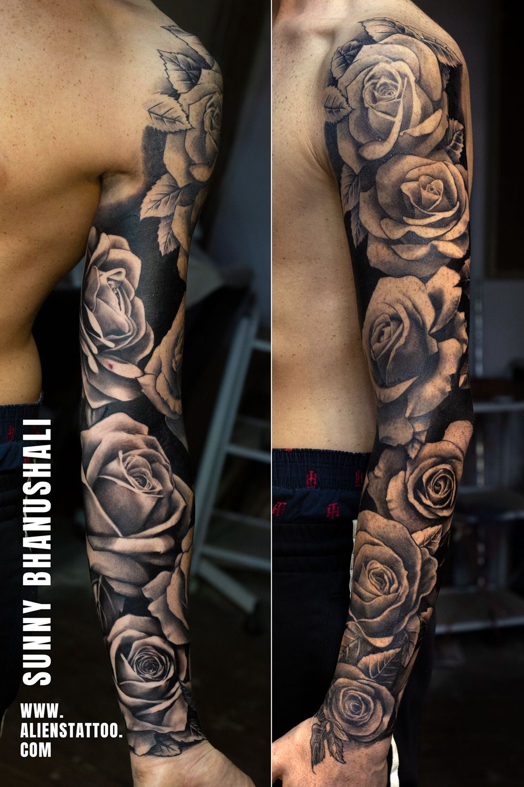 Full Sleeve Rose Temporary Tattoo Tattoos Flower Face Full Etsy