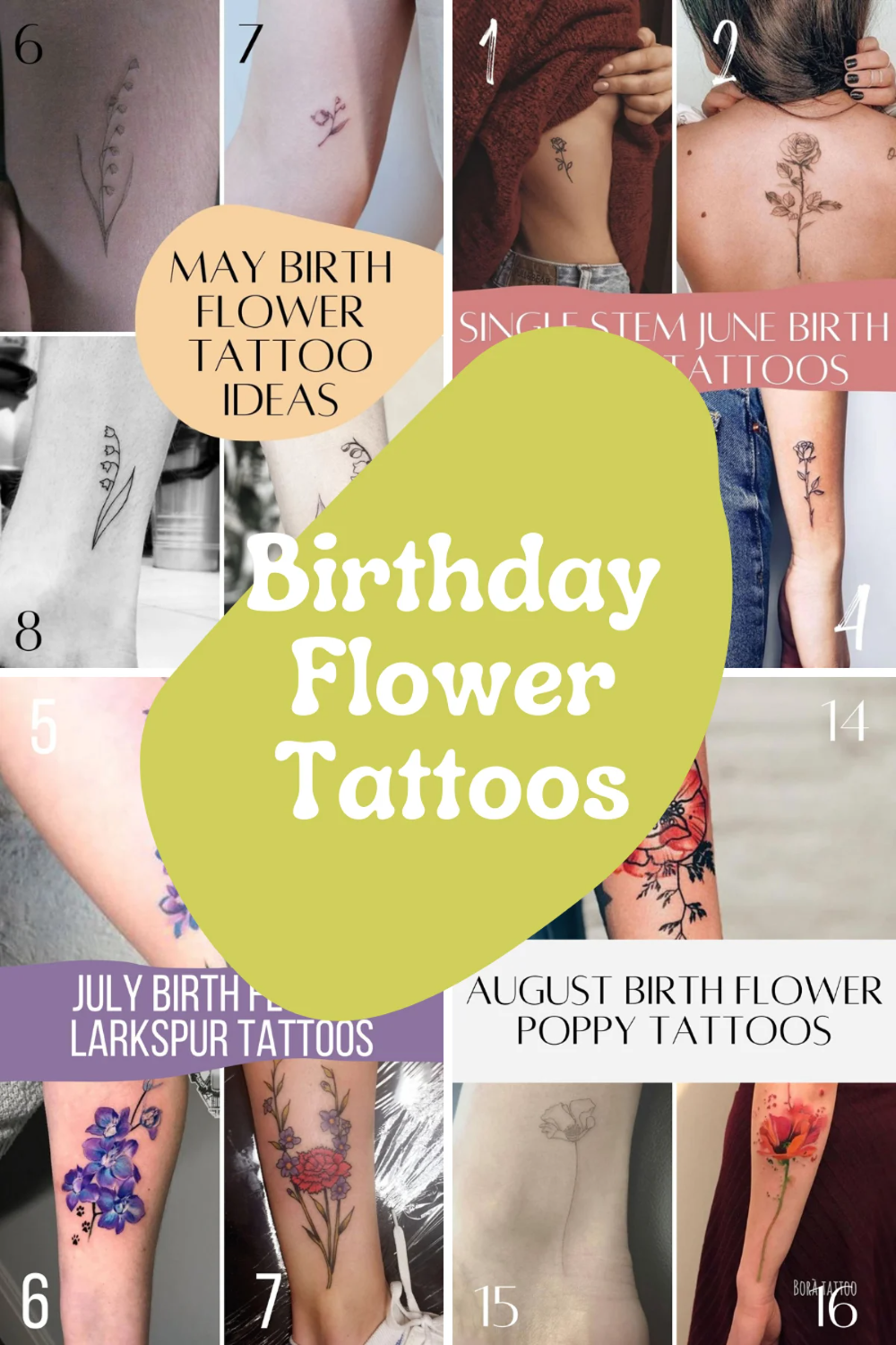 Full Year Of Birth Flower Tattoos Ideas Tattooglee Name Flower Tattoo