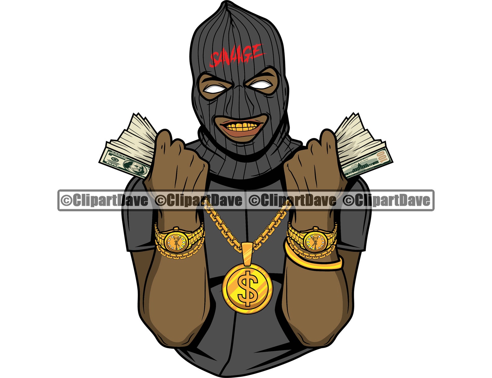 Gangster Ski Mask Holding Money Stacks Svg Design Thug Etsy