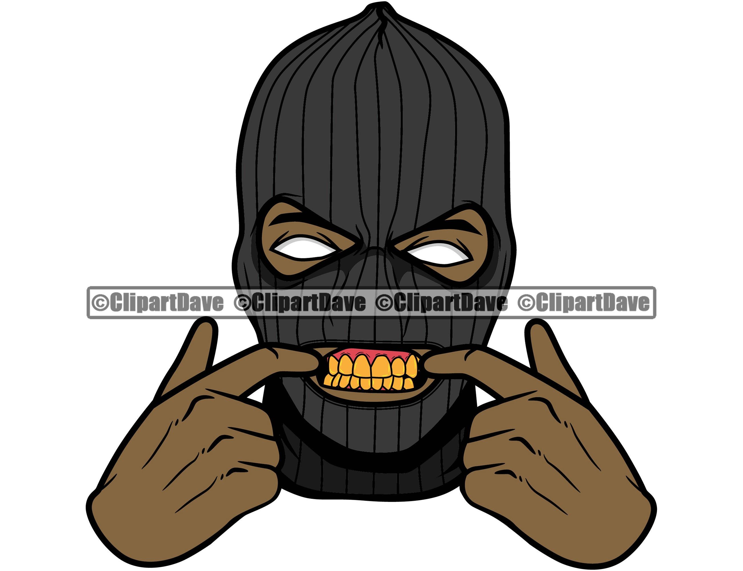 Gangster Ski Mask Svg Design Thug Show Gold Teeth Grill Savage Etsy