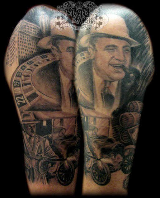 Gangster Tattoos Half Sleeves