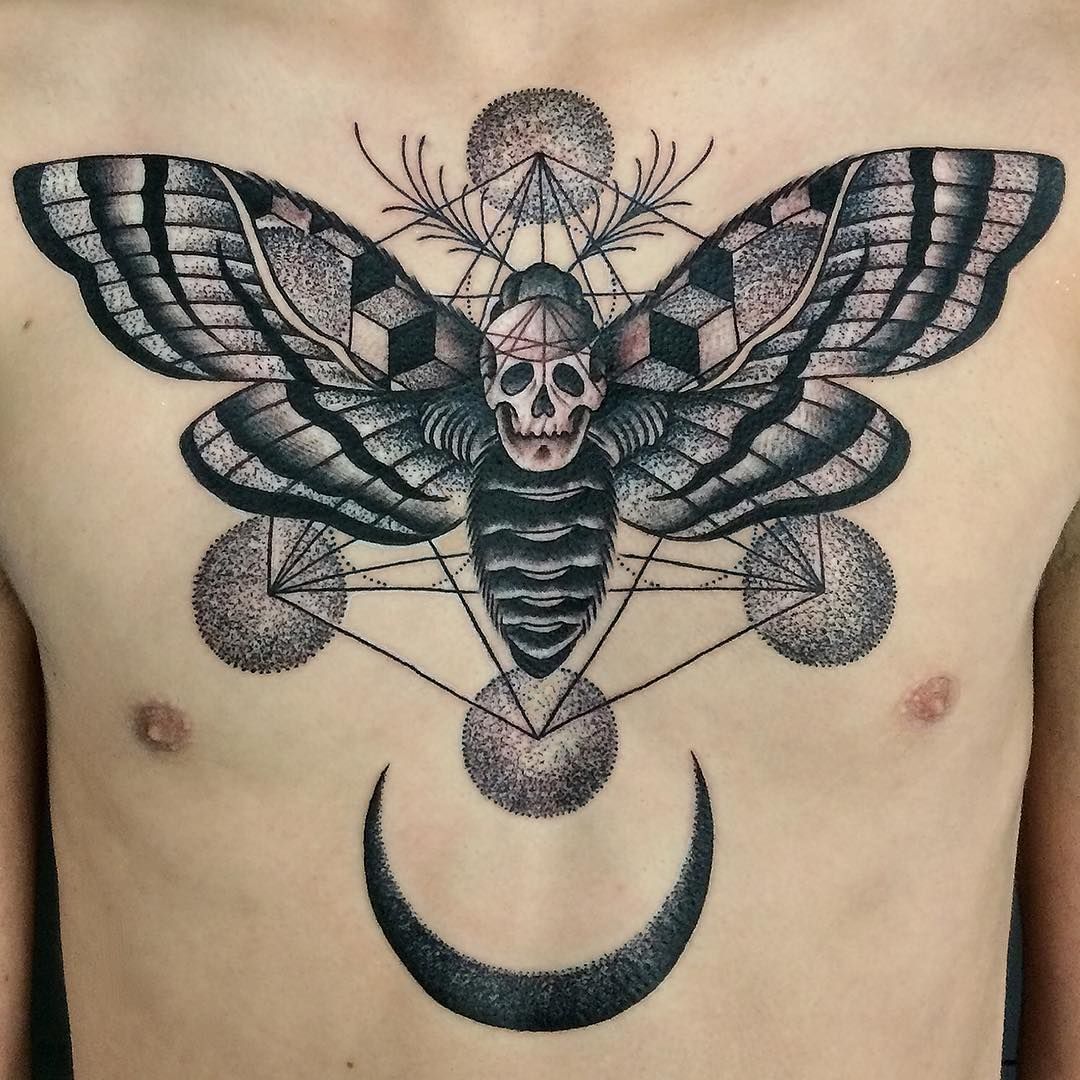 5 Stunning Geometric Death Moth Tattoo Ideas