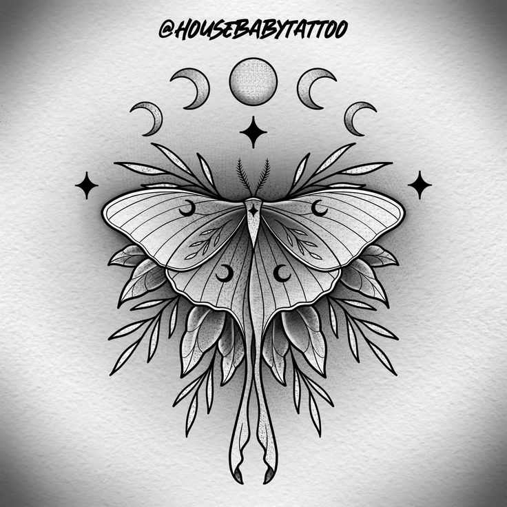 Geometric Luna Moth Tattoo Printable Kids Entertainment