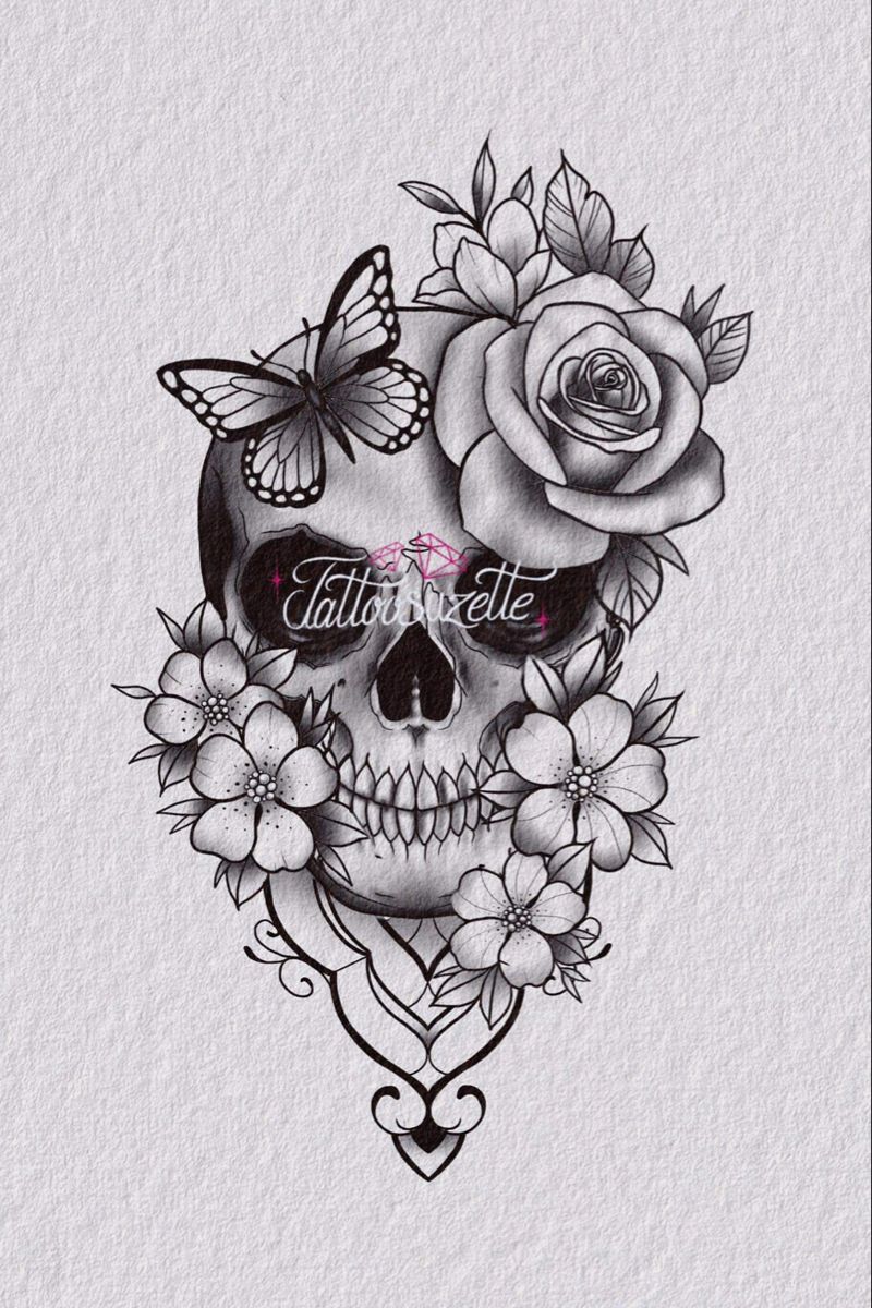 Girly Skull Tattoo Design Of Tattoosdesign Of Tattoos