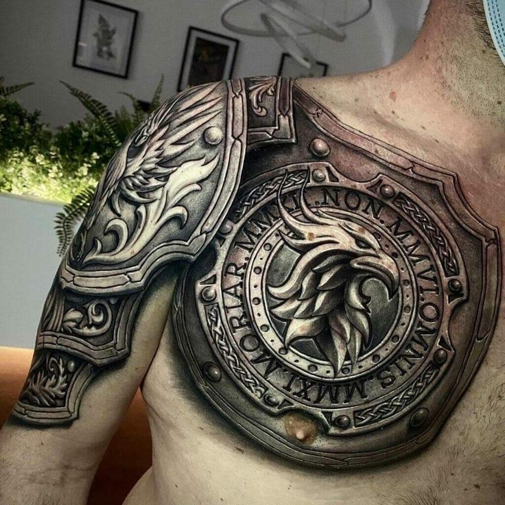 Gladiator Combat Tattoo On Man Armour Tattoo Body Armor Tattoo