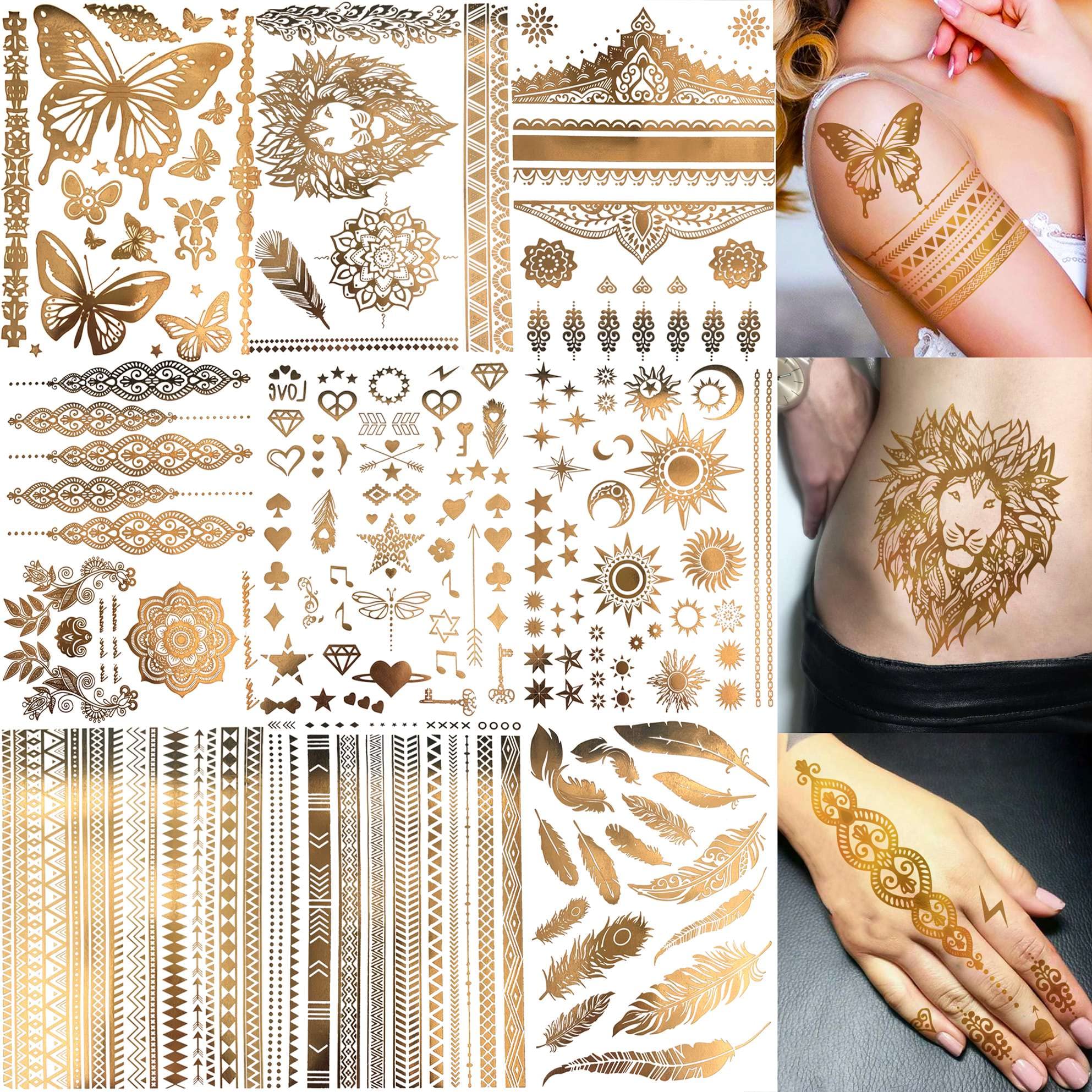 Gold Tattoos Gold Metallic Tattoos Metallic Gold Tattoos Temporary