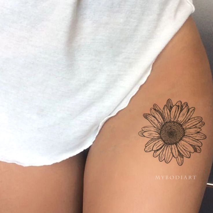 Grace Realistic Black White Sunflower Temporary Tattoo Sunflower