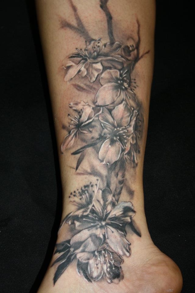 Grayscale Flower Tattoos