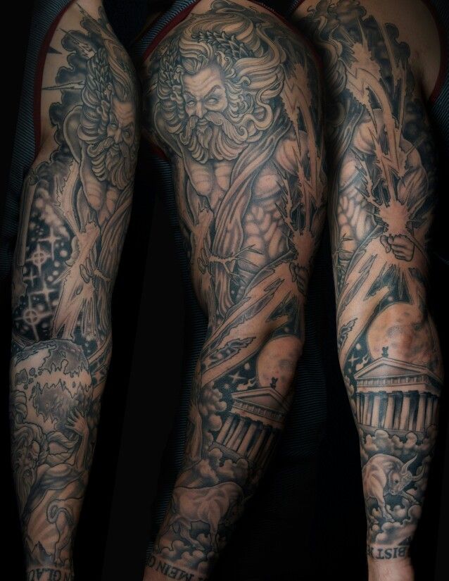 Greek Gods Themed Sleeve By Champion Grubbs Guru Tattoo San Diego