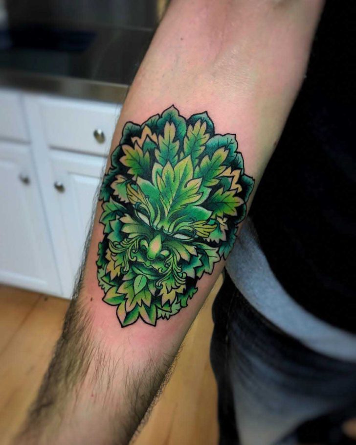 Green Man Cover Up By Stretch In 2023 Green Tattoos Green Man Tattoo