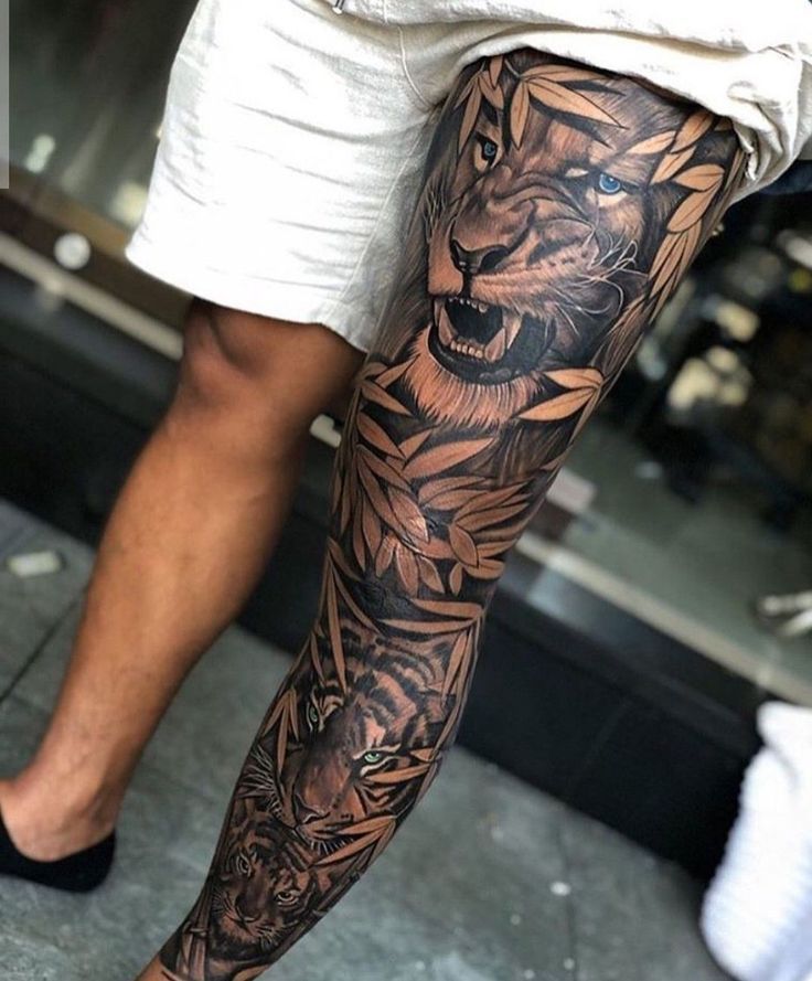 Griffin Amp Snake Best Leg Tattoos Leg Sleeve Tattoo Leg Tattoo Men