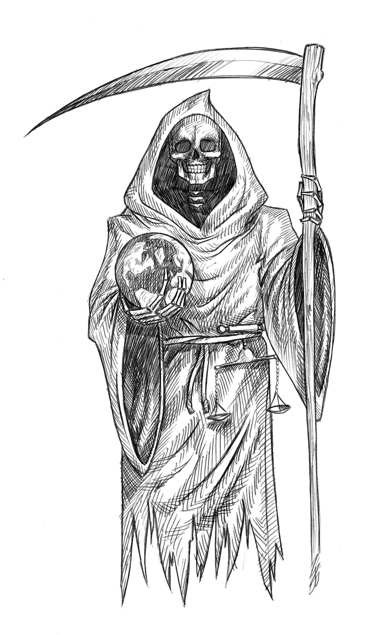 Grim Reaper Original Ink Drawing Etsy In 2020 Reaper Drawing Original Ink Drawing Grim