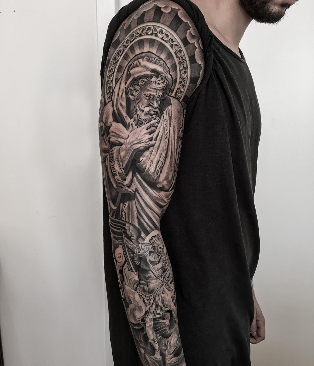 Guardian Angel Full Sleeve Tattoo By Crisluspotattoos Deviantart Com On