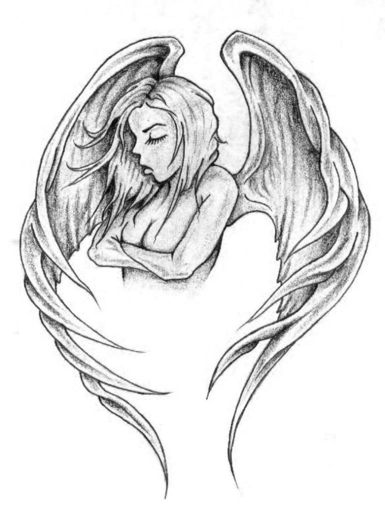 Guardian Angel Tattoo Drawing At Getdrawings Free Download