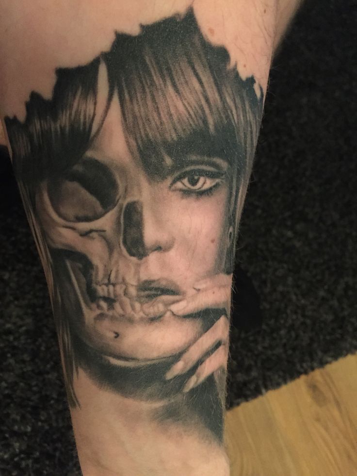 Half Face Skull Tattoo