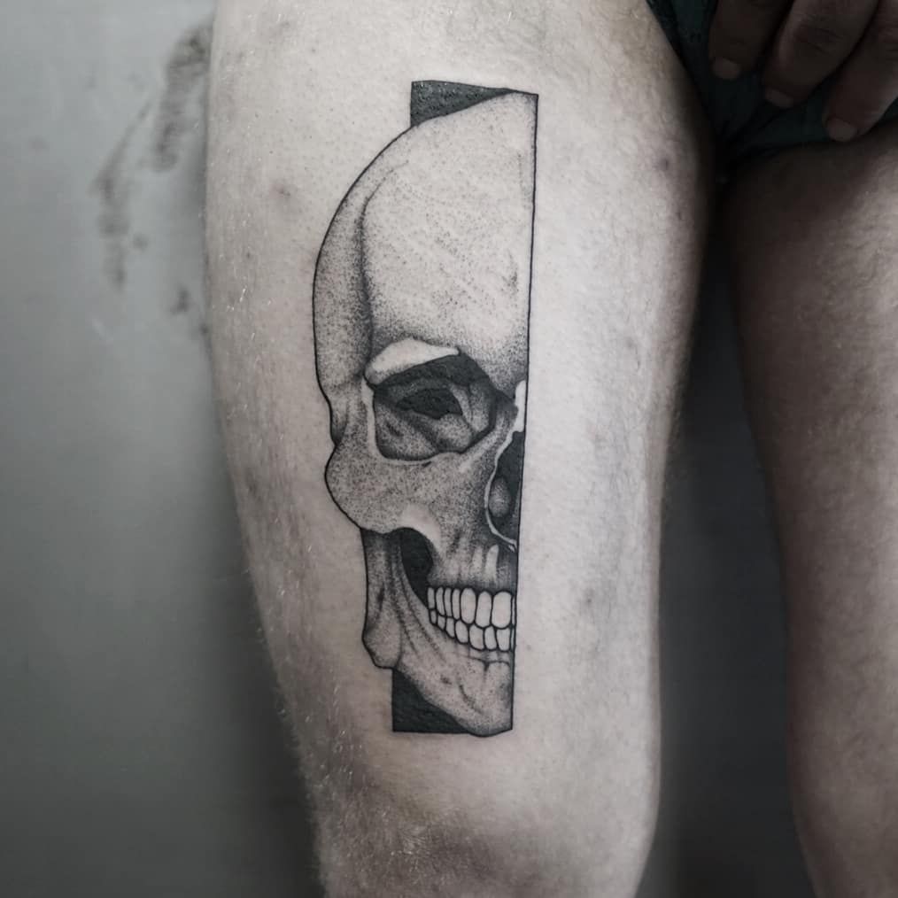 Half Skull Tattoo Tattoogrid Net