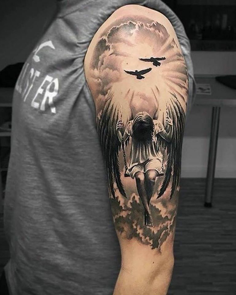 Half Sleeve Tattoo Designs For Men Angel