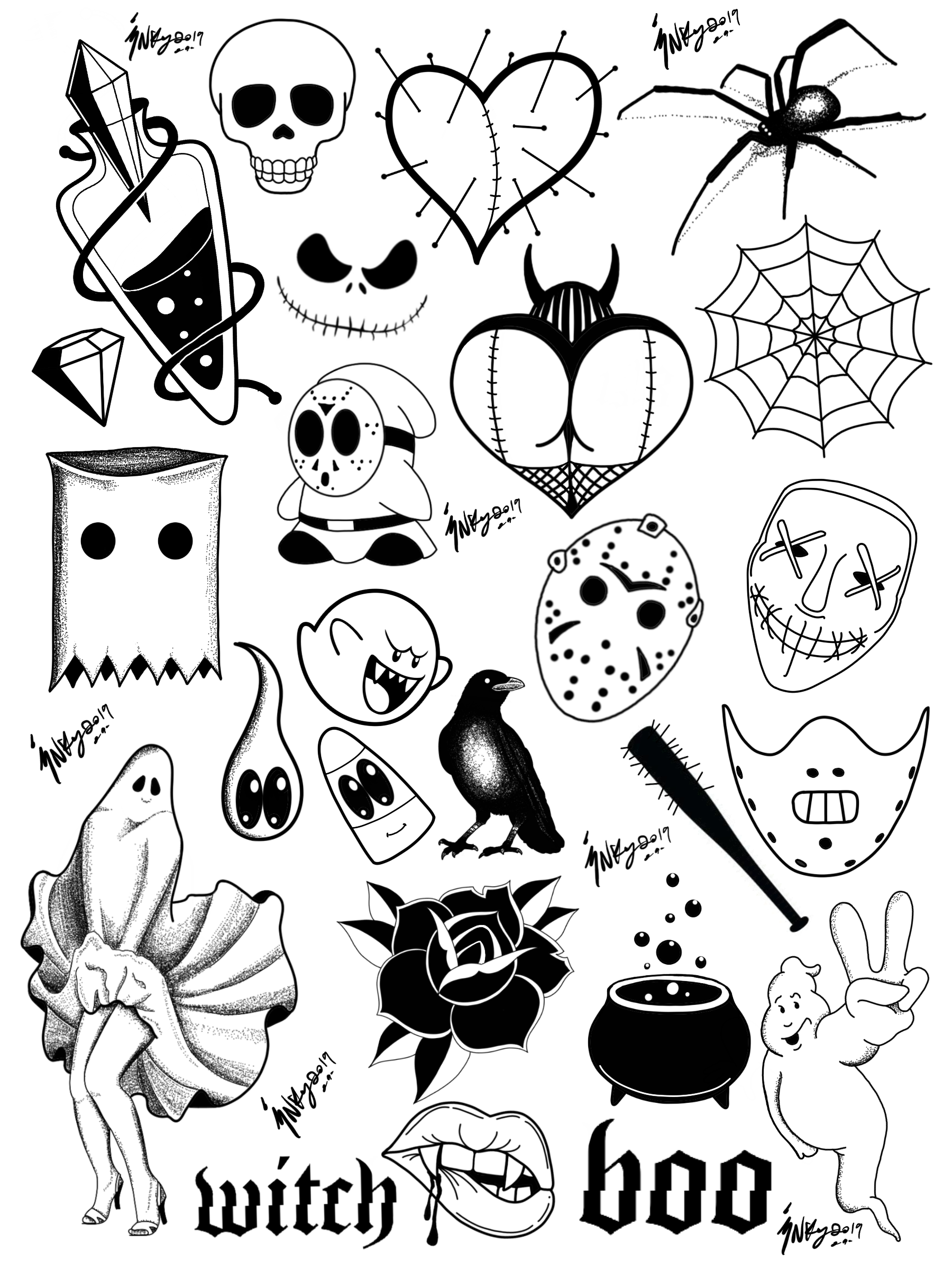 Halloween Tattoo Flash Small Tattoos Halloween Tattoos