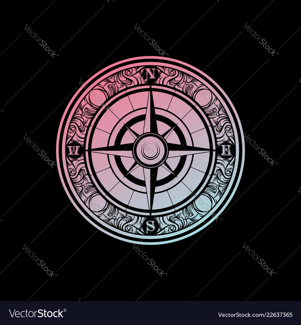 Hand Drawn Of Vintage Compass Tattoo Artwork Vector Image