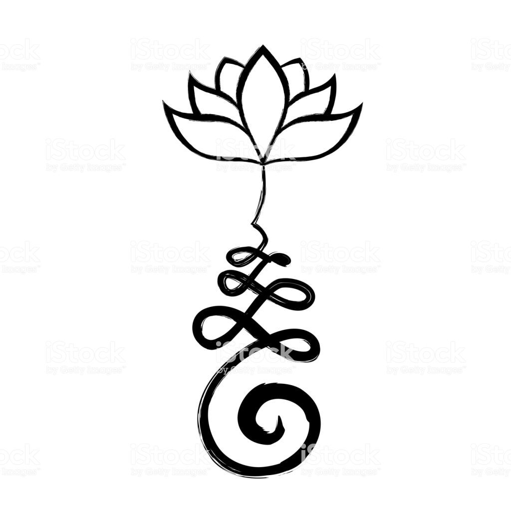 Hand Free Draw Buddhist Symbol Unalome With Lotus Flower Tatouage