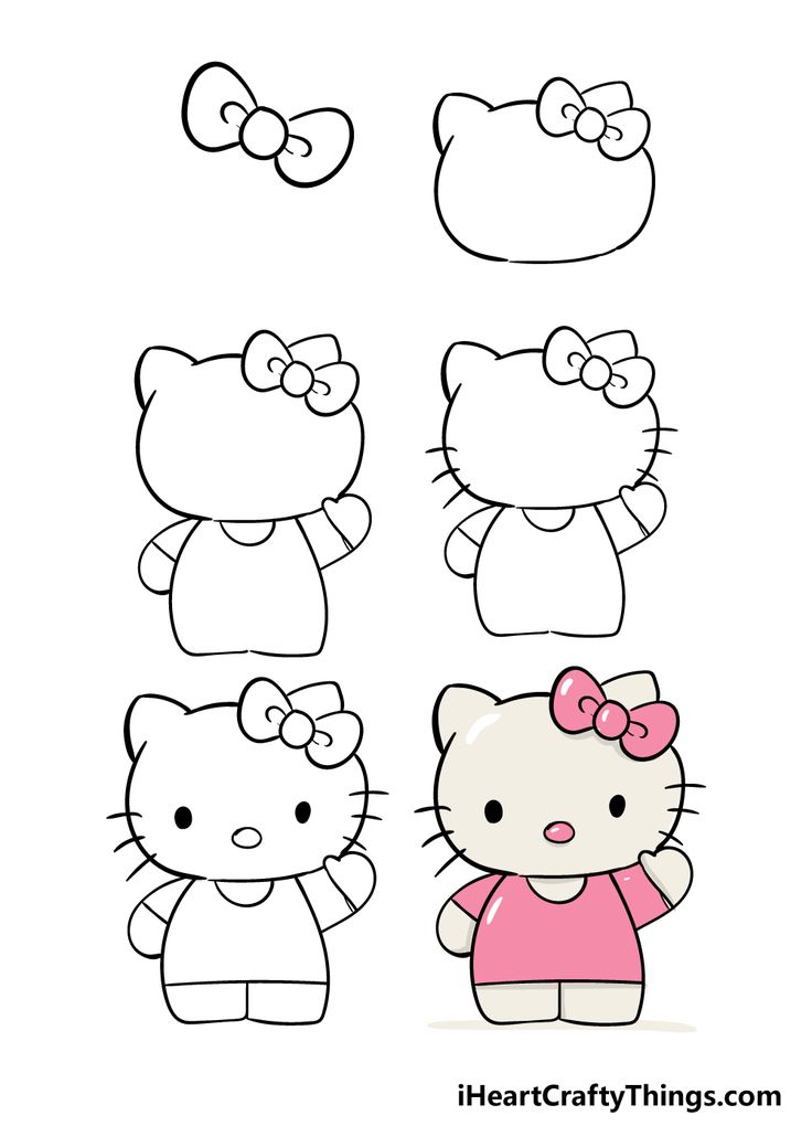 Hello Kitty Drawing With Love Heart How To Draw Hello Kitty Step By