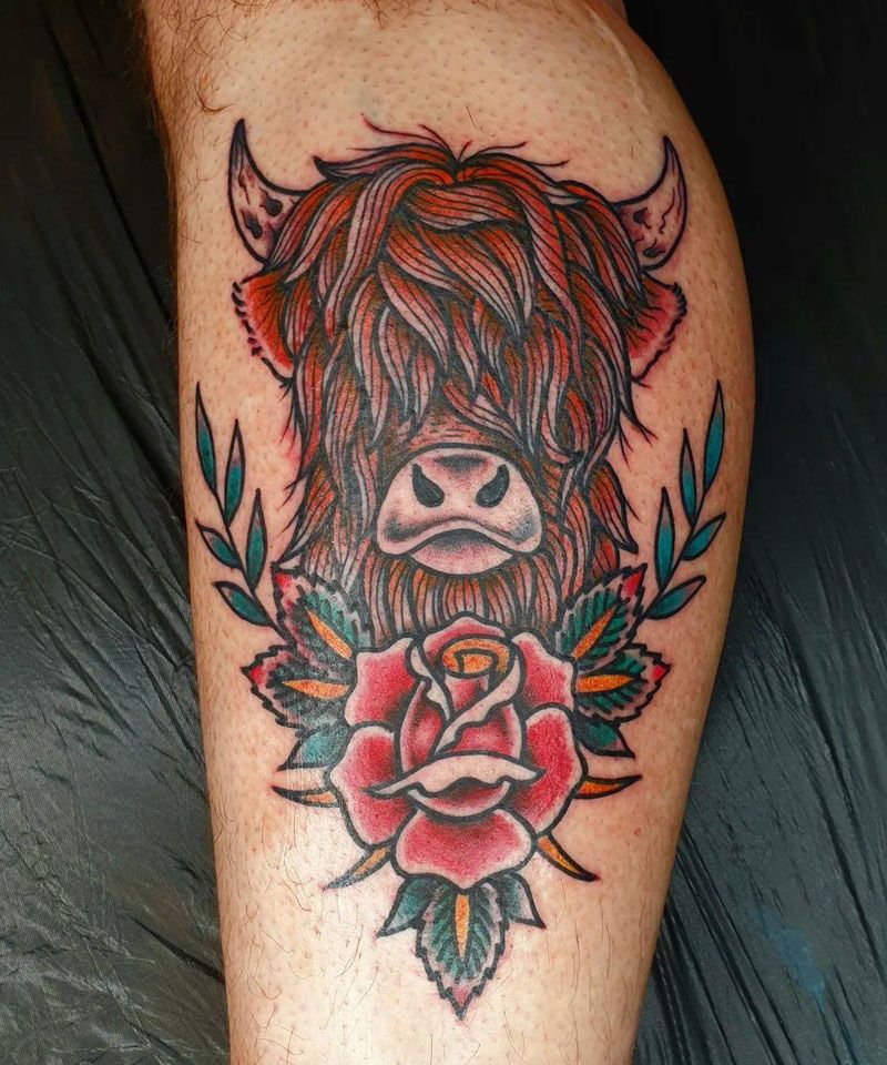 Highland Cow Tattoo Calf Cow Tattoo Calf Tattoo Vegan Tattoo