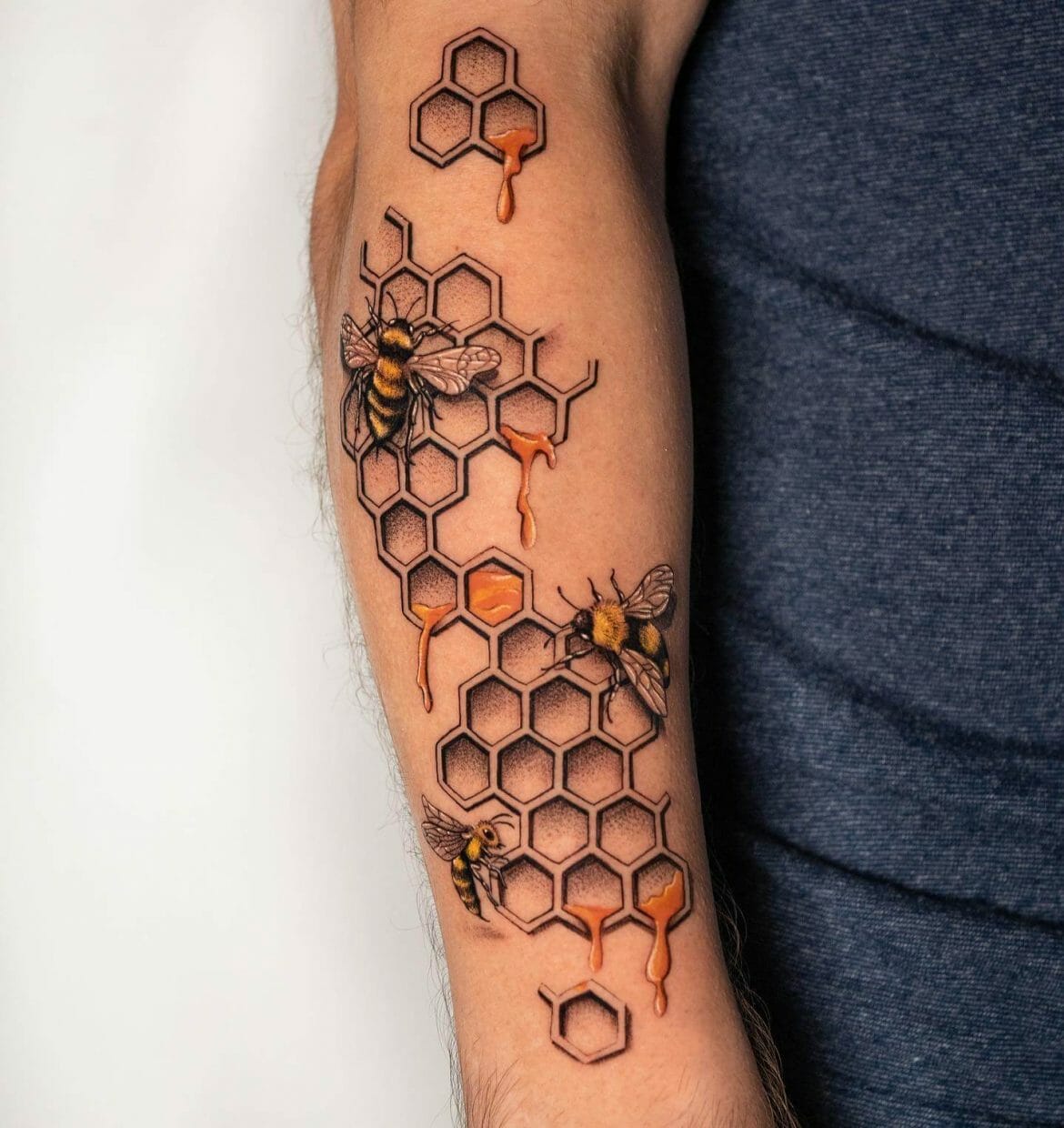 Honey Bee And Honeycomb Tattoo Dotwork Tattoo Vector Image