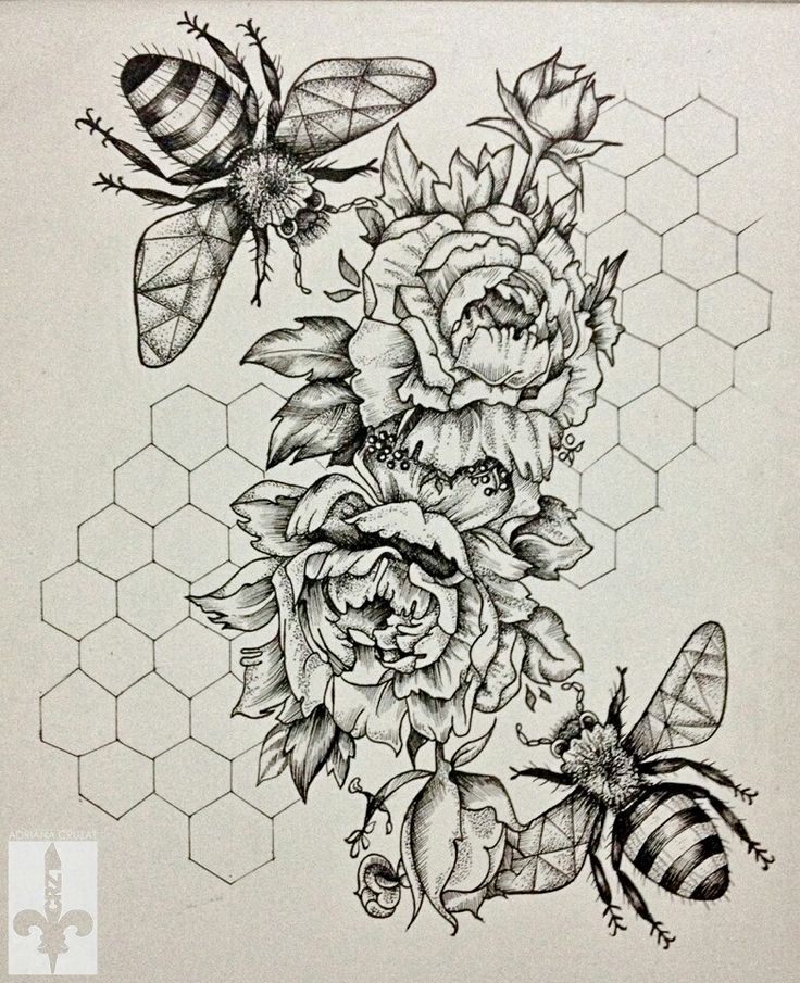 Honey Bee Tattoo Drawing