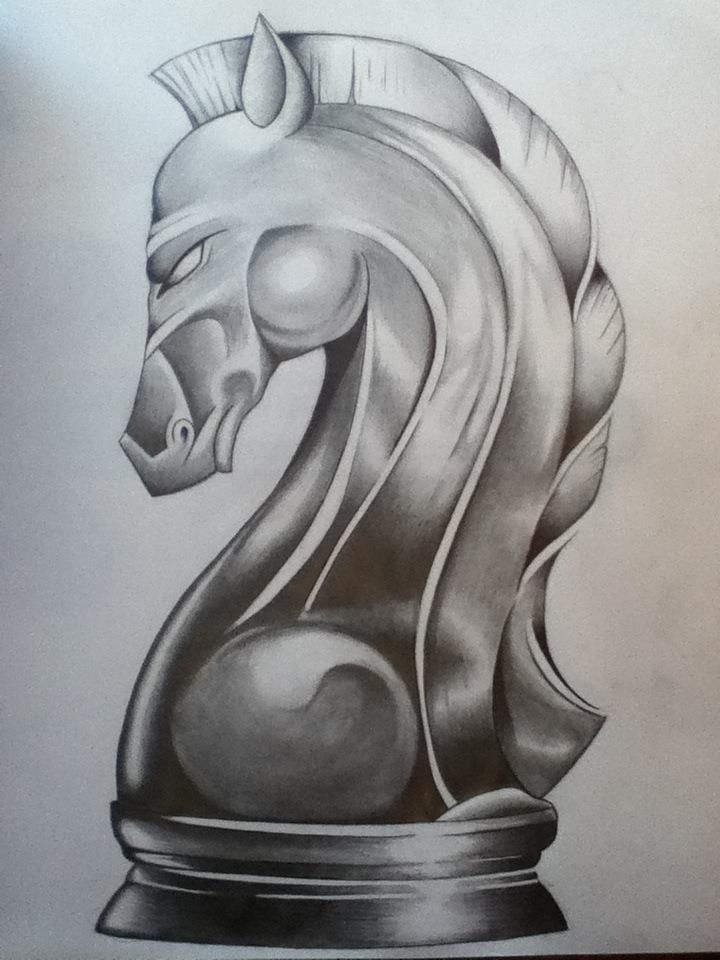 Horse Knight Chess Piece Drawing Sketch Tattoo Design Holy Roller