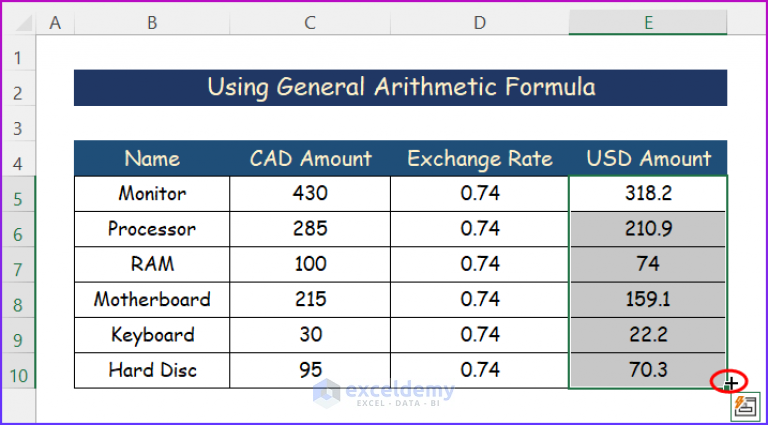 How To Convert Cad To Usd In Excel 4 Easy Ways Exceldemy