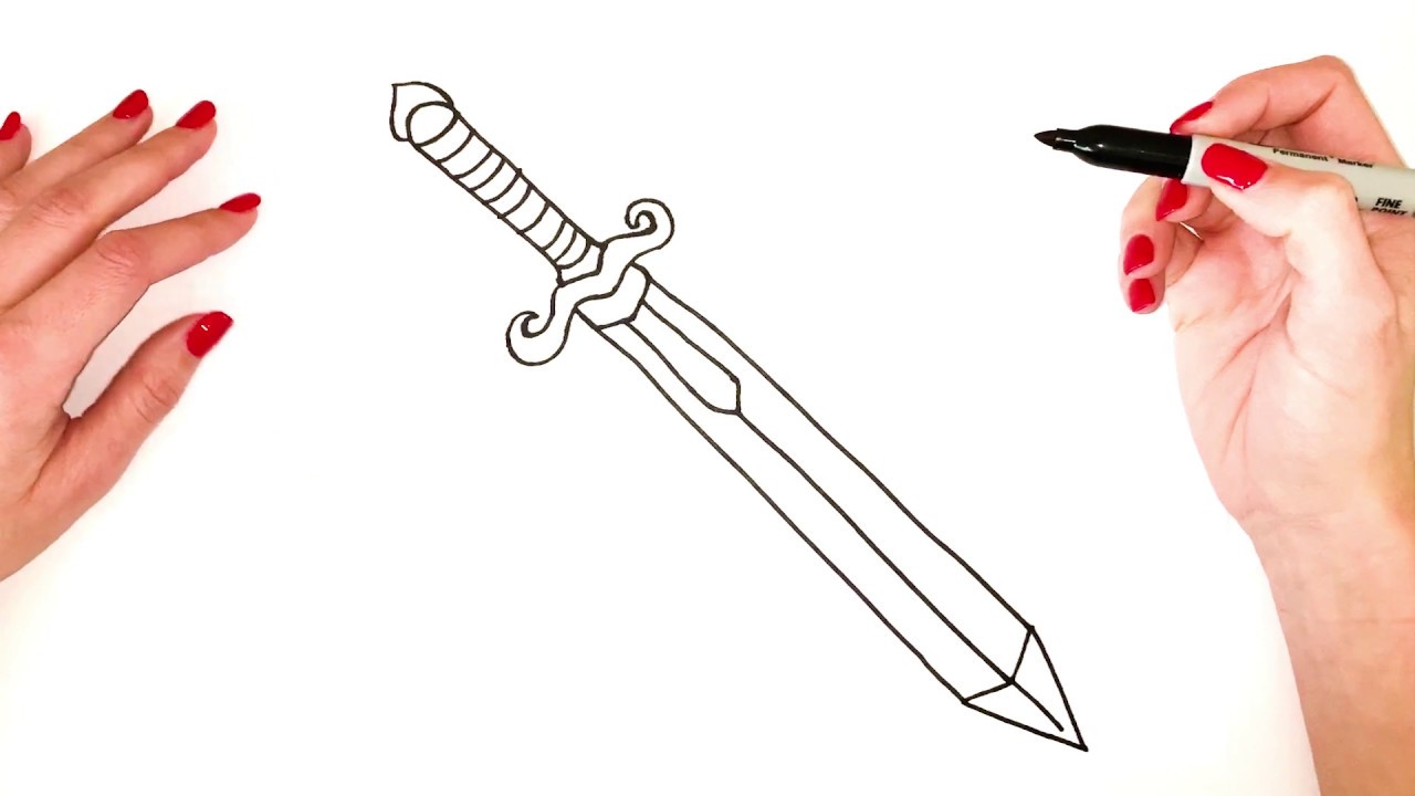 How To Draw Sword Easy Step By Step Crossed Sword Drawing Tattoo