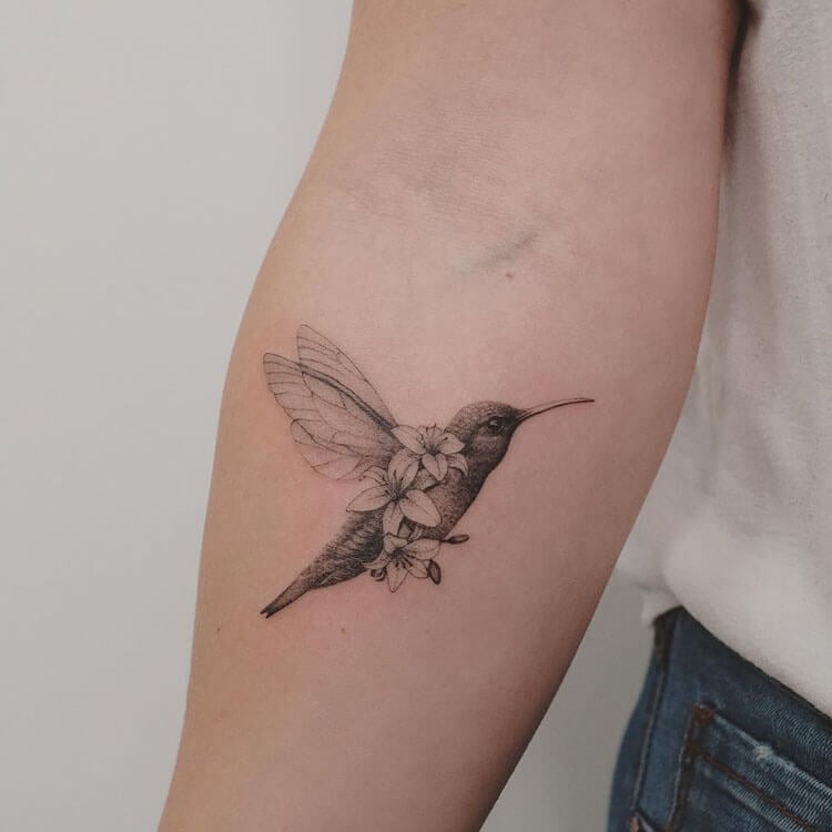 Hummingbird Fine Line Tattoo Etsy Ireland