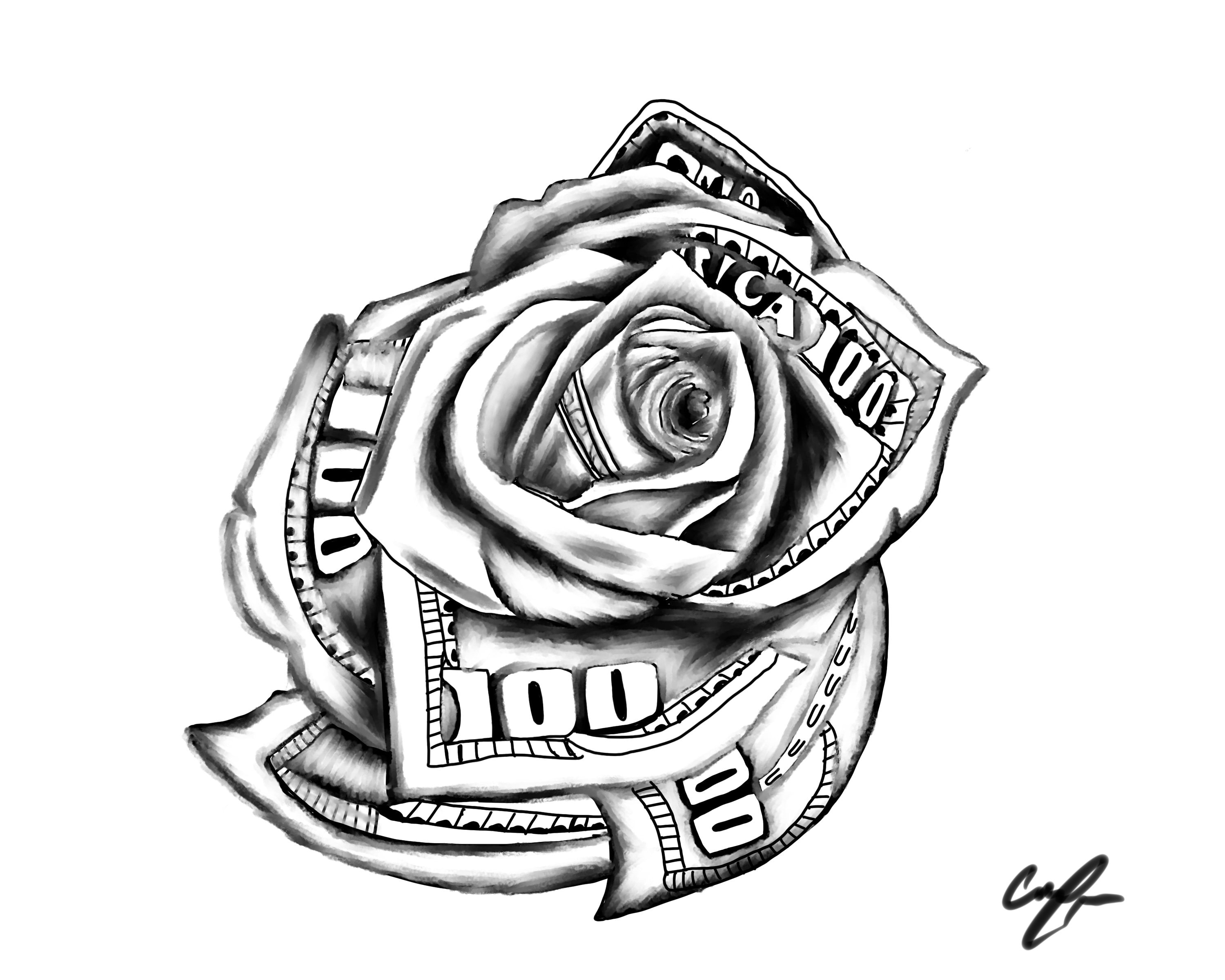 Hundred Dollar Bill Rose Tattoo Money Tattoo Dollar Tattoo Money