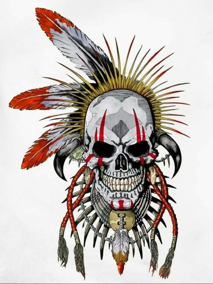 Indian Chief Skull Sketch