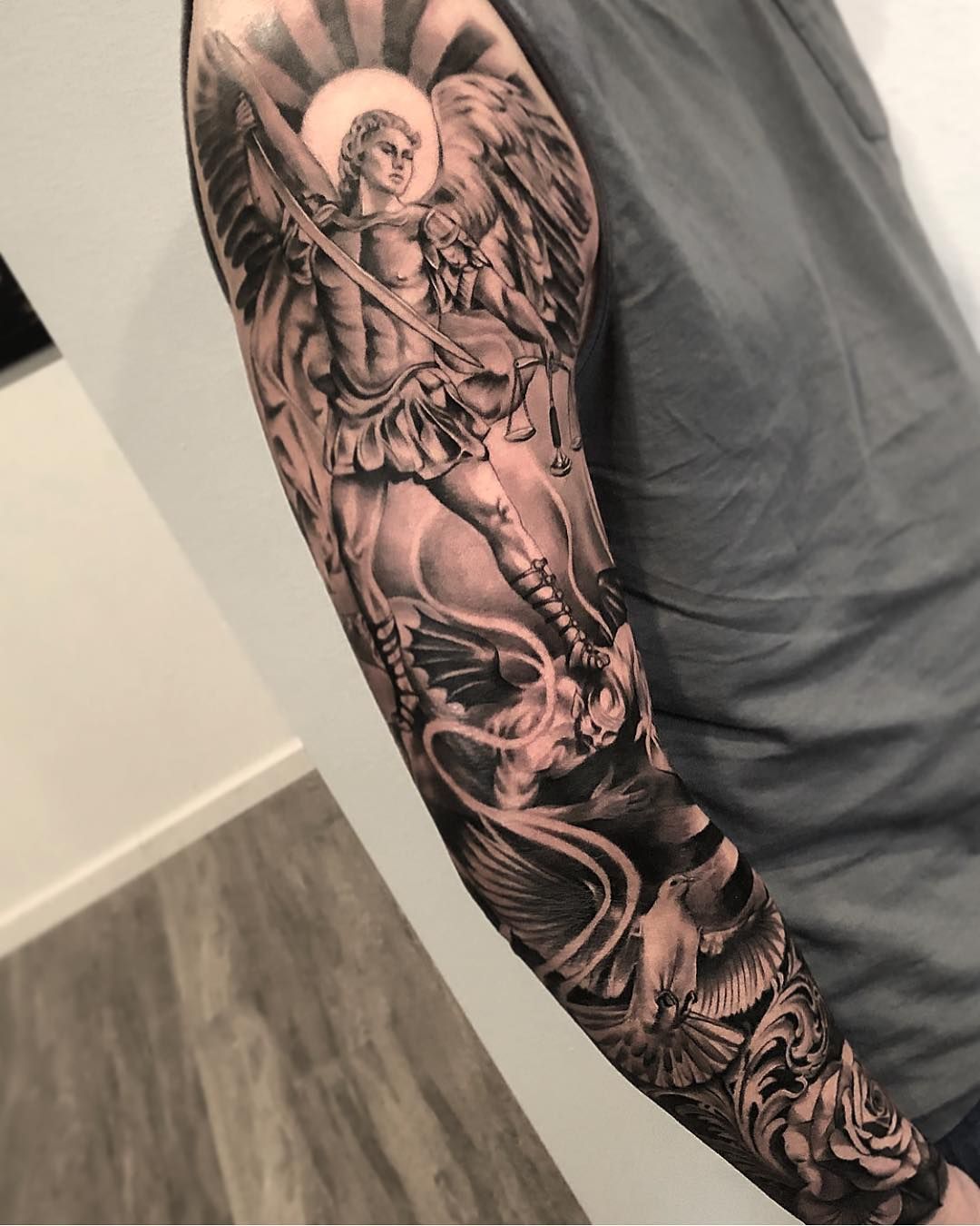 Inner Arm St Michael The Archangel Forearm Tattoo Viraltattoo