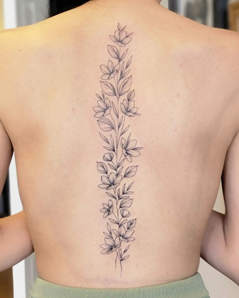 Inspiring Birth Flower Spine Tattoo Designs Floral Spine Tattoos