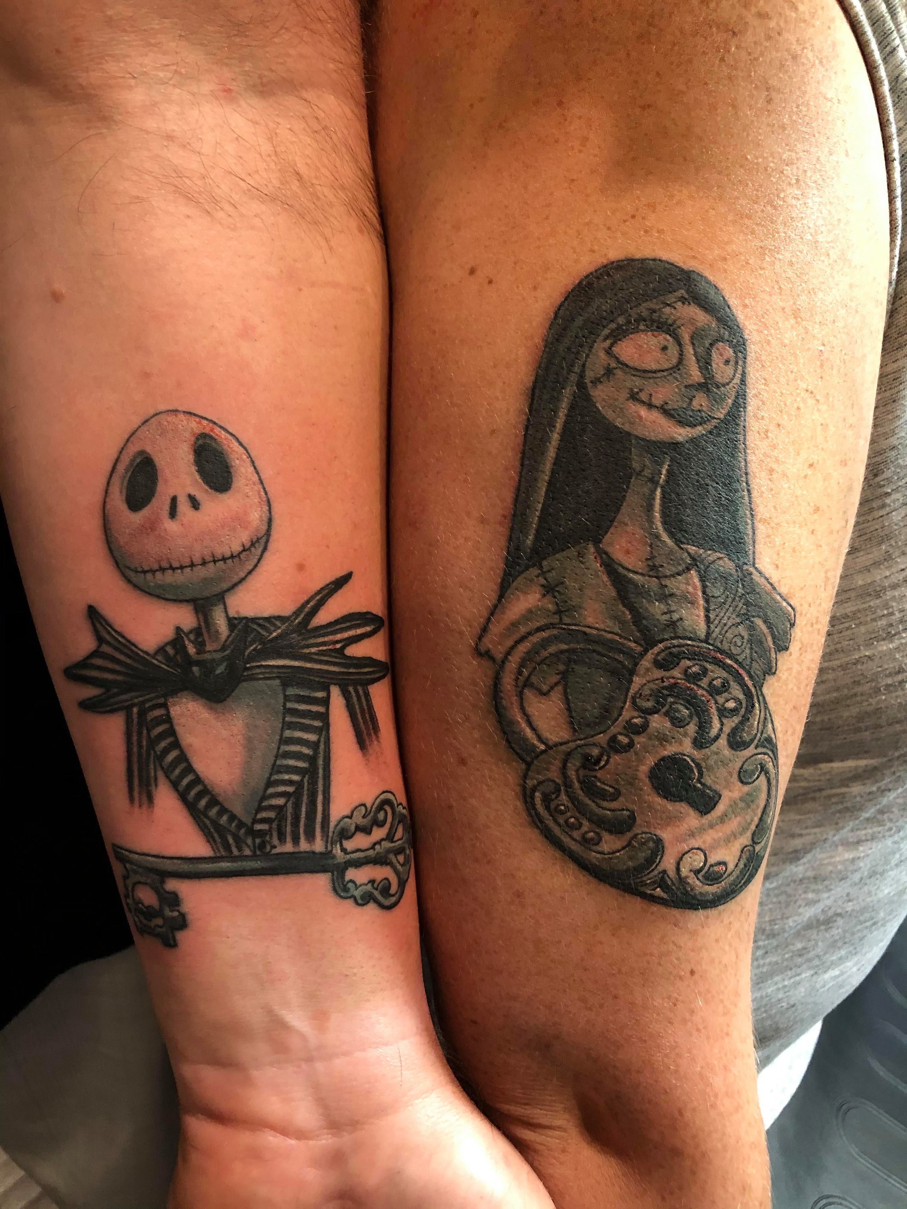 Jack And Sally Matching Couples Tattoos