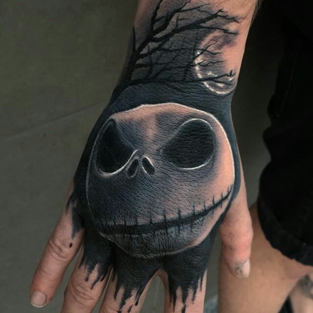 Jack Skellington Hand Tattoo