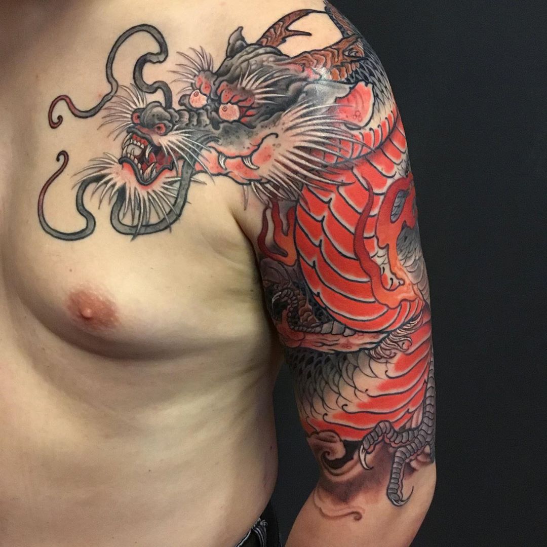 Japanese Dragon Tattoo Design Etsy