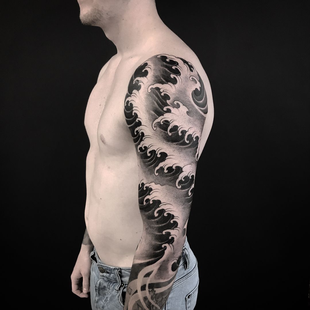 Japanese Wave Sleeve Tattoo