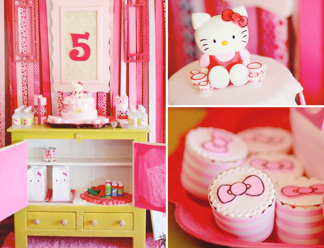 Kara S Party Ideas Hello Kitty Girl Pink 5Th Birthday Tea Party