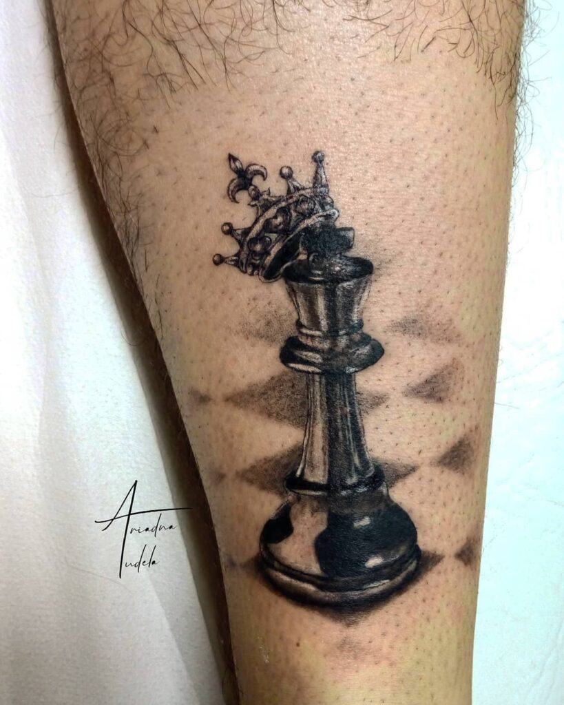 King Chess Piece Tattoo Blackworktattoo Chesspiecetattoo Tattoos Kingchesspiece