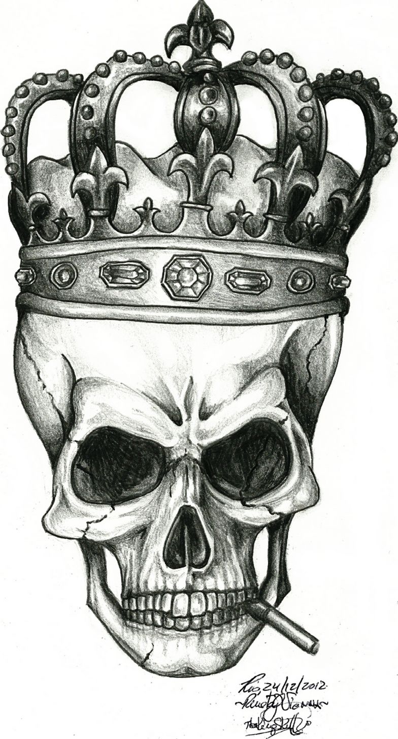 King Crown Skull Tattoo Design