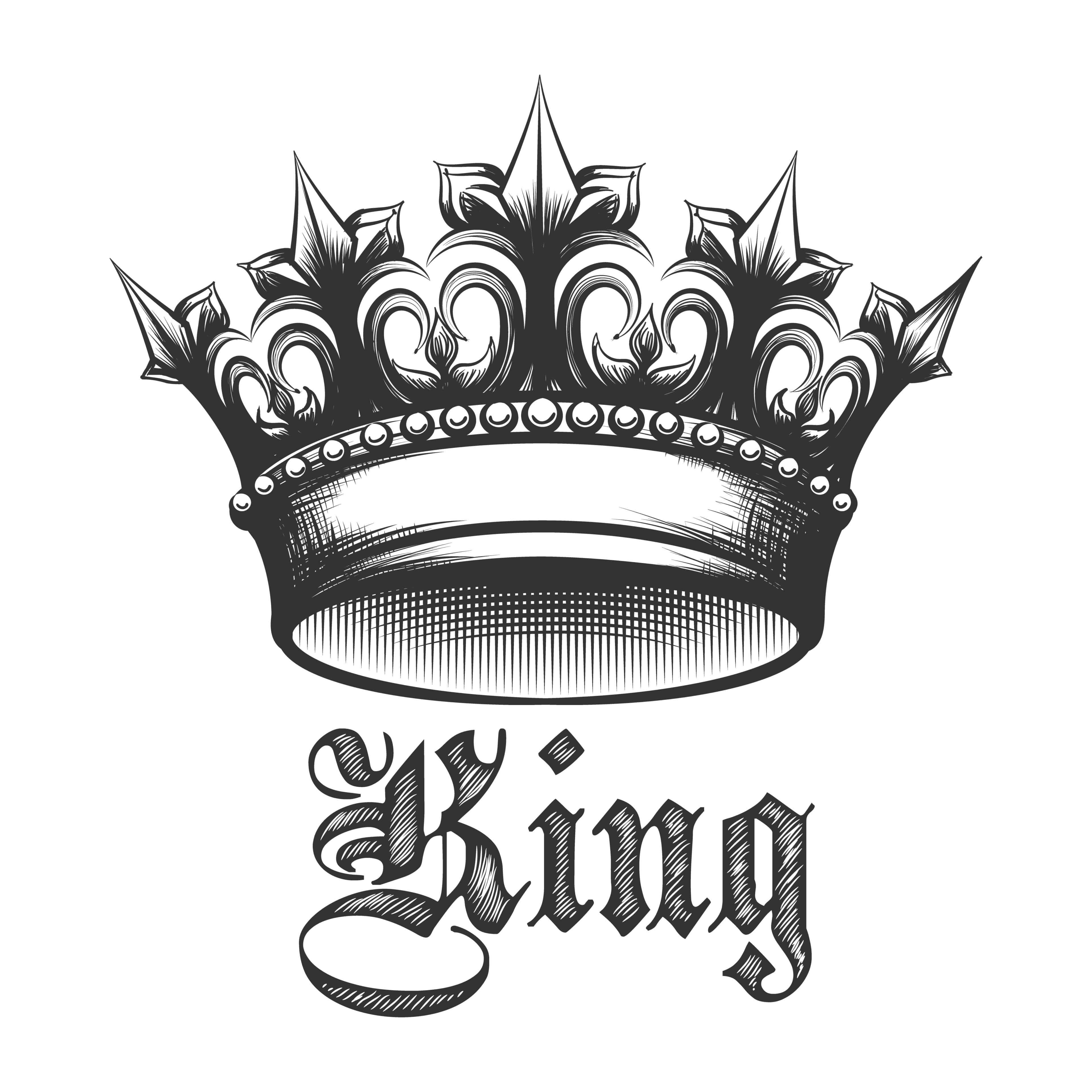 King In Crown Black Ink Tattoo Tattooimages Biz