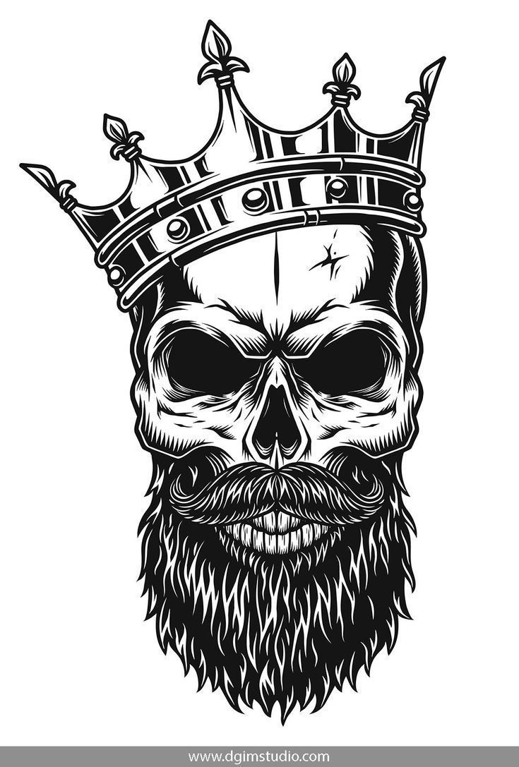 King Skull Crown Tattoo Design Skull Tattoo Bearded Skull Tattoo