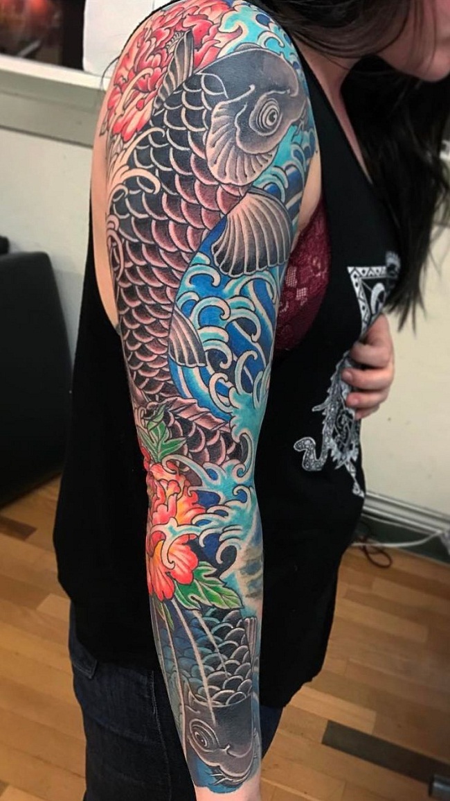 Koi Fish Sleeve Tattoo Design